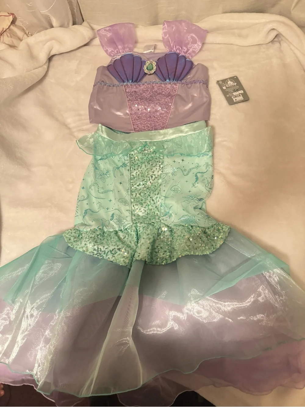 Disney Lavender Mermaid Costume with Blue Shell Accents